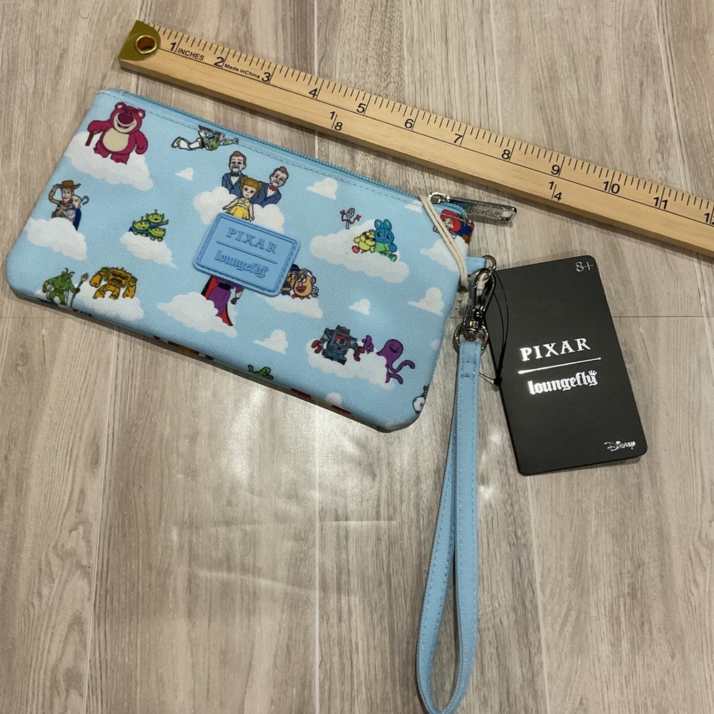 Loungefly Toy Story Clouds Characters Wristlet Pouch Blue New